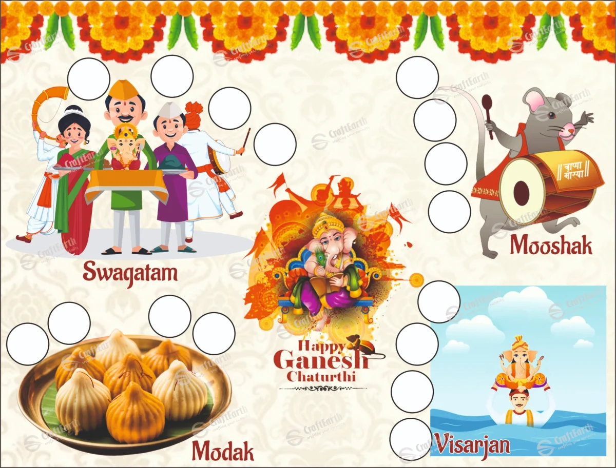 CraftEarth Ganesh Chaturthi Special Tambola Tickets - Design 26 - Image 1