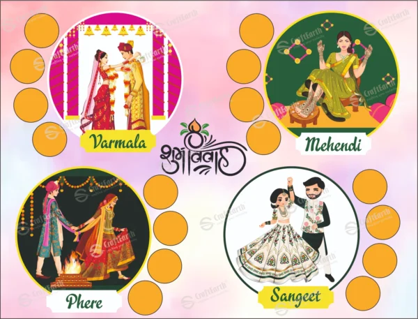 CraftEarth Wedding Special Theme Tambola Tickets – Design 19 - Image 1