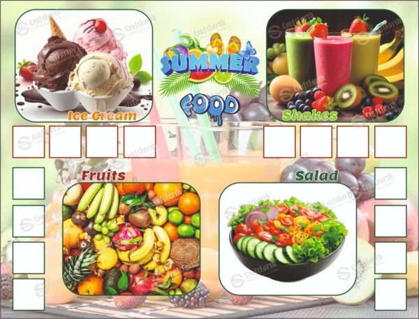 CraftEarth Summer Food Theme Tambola Tickets – Design 18 - Image 1