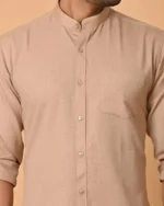 CraftEarth's Men's Pine Brown Solid Shirt - FS - C39 - Image 3