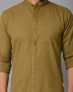 CraftEarth's Men's Olive Green Solid Shirt - FS - C27 - Image 3