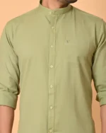 CraftEarth's Men's Mantis Green Solid Shirt FS-C35 - Image 3