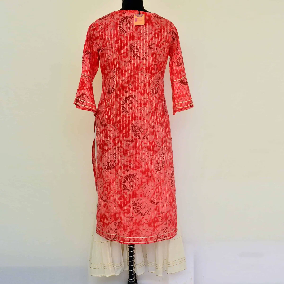 CraftEarth Women’s Red Kurta with White Sharara Set for Women K-D132 - Image 3