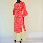 CraftEarth Women’s Red Kurta with White Sharara Set for Women K-D132 - Image 4
