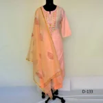 CraftEarth Peach Cotton Suit Set with Matching Dupatta for Women K-D133