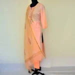 CraftEarth Peach Cotton Suit Set with Matching Dupatta for Women K-D133 - Image 3