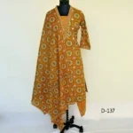 CraftEarth Mustard-Yellow Cotton Suit Sets with Dupatta for Women K-D137