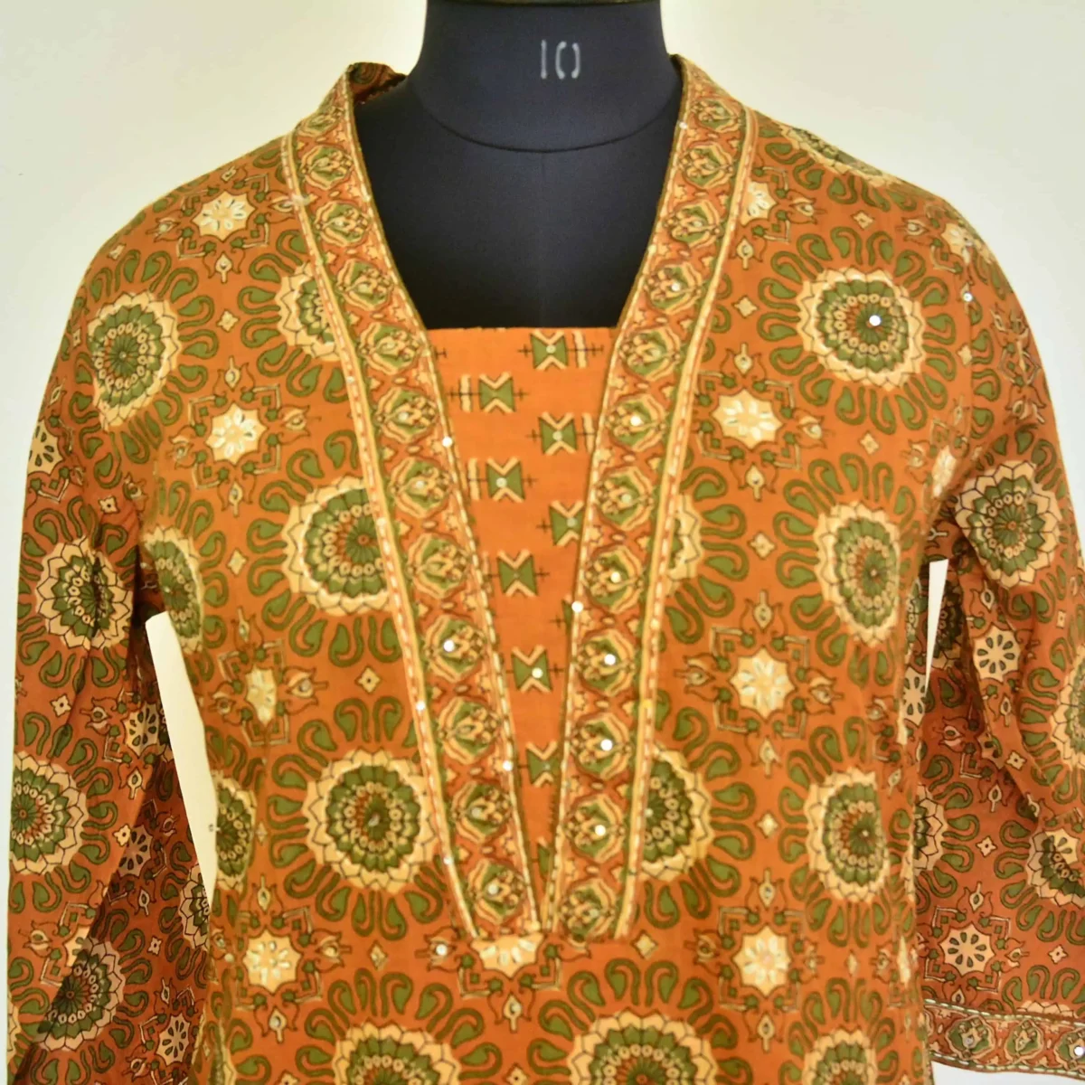 CraftEarth Mustard-Yellow Cotton Suit Sets with Dupatta for Women K-D137 - Image 2