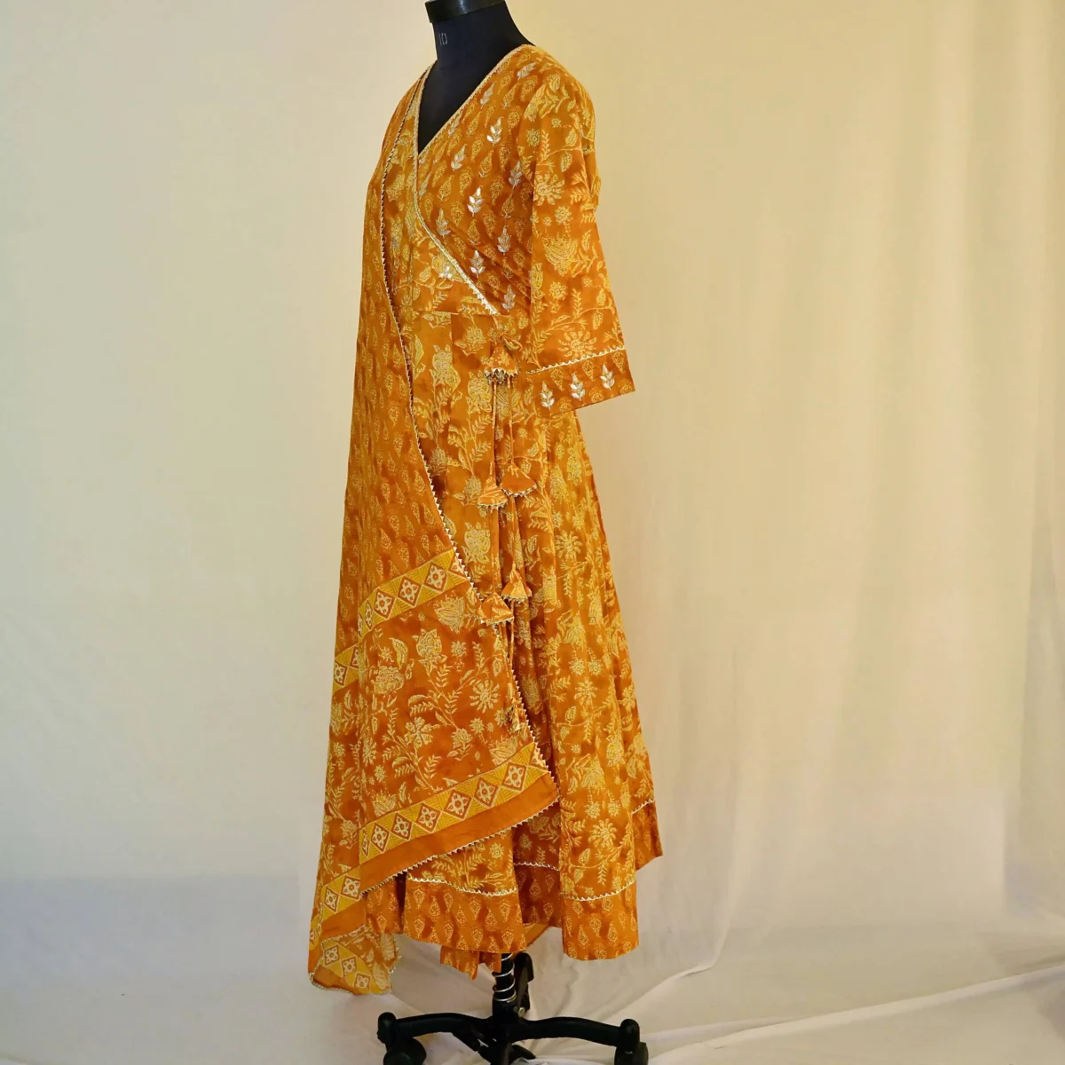 CraftEarth Women Floral Angrakha Suit Set with Matching Dupatta K-D151 - Image 4