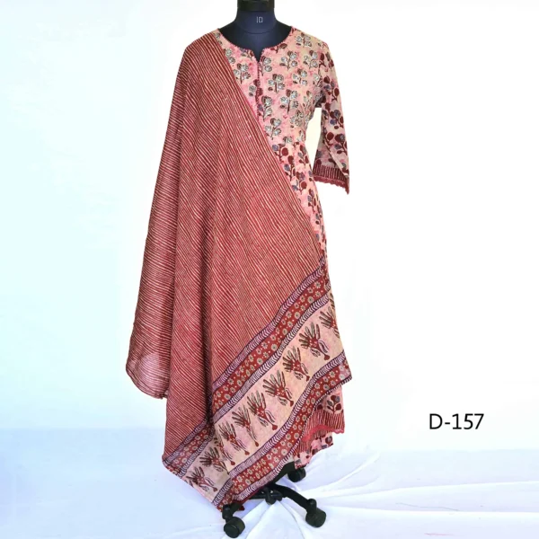 CraftEarth Women's Ethnic Embroidered Anarkali Suit Set with Dupatta K-D157