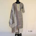CraftEarth Women's Grey Floral Printed Cotton Suit Set with Dupatta K-D166