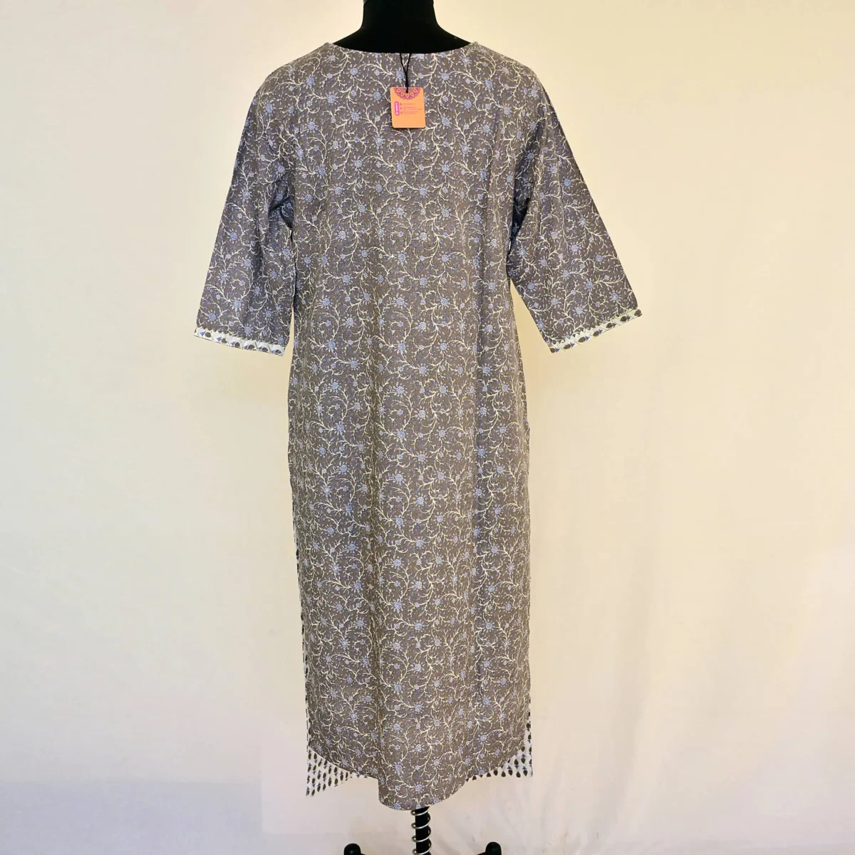 CraftEarth Women's Grey Floral Printed Cotton Suit Set with Dupatta K-D166 - Image 3