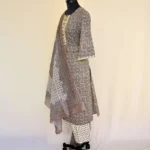 CraftEarth Women's Grey Floral Printed Cotton Suit Set with Dupatta K-D166 - Image 4