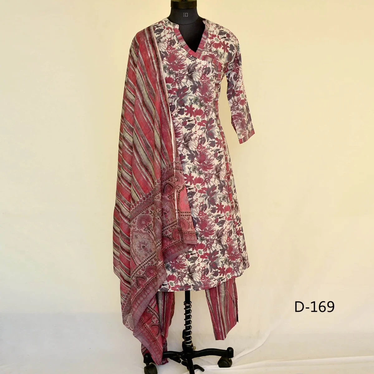 CraftEarth Women’s Angrakha Straight Kurta Suit Set with Dupatta K-D169 - Image 1
