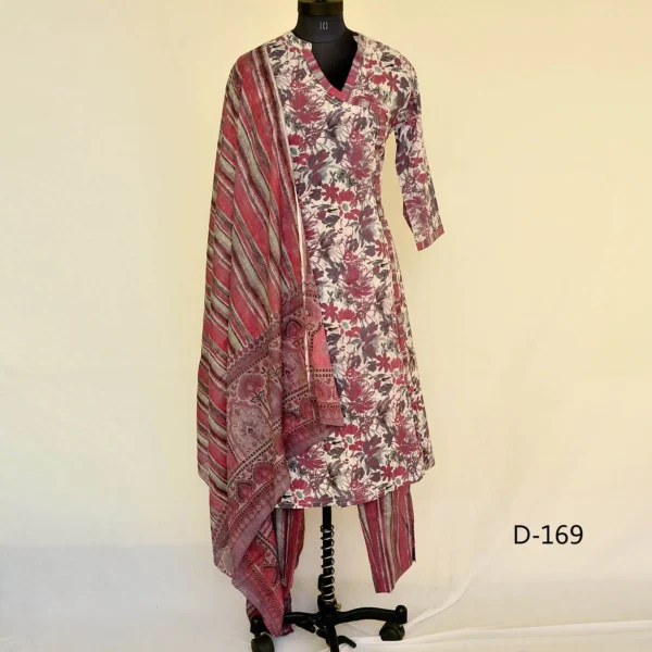 CraftEarth Women’s Angrakha Straight Kurta Suit Set with Dupatta K-D169