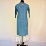 CraftEarth Women's Ethnic Blue Cotton Sharara Set with Dupatta K-D170 - Image 3