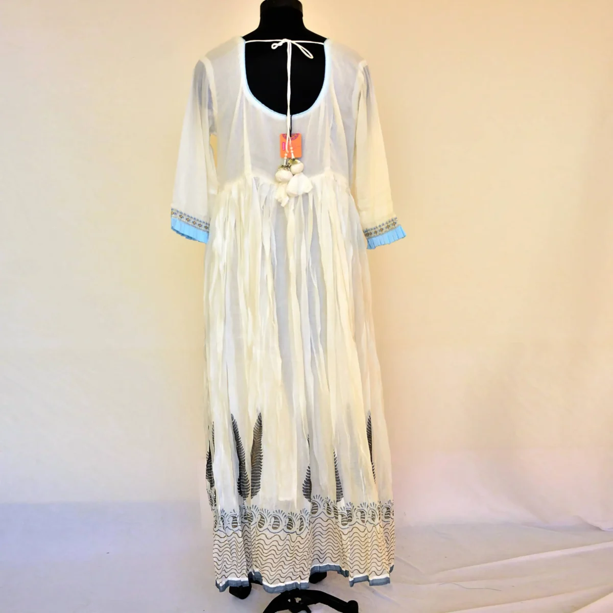 CraftEarth White Feather Print Anarkali Suit Set with Dupatta for Women K-D173 - Image 4