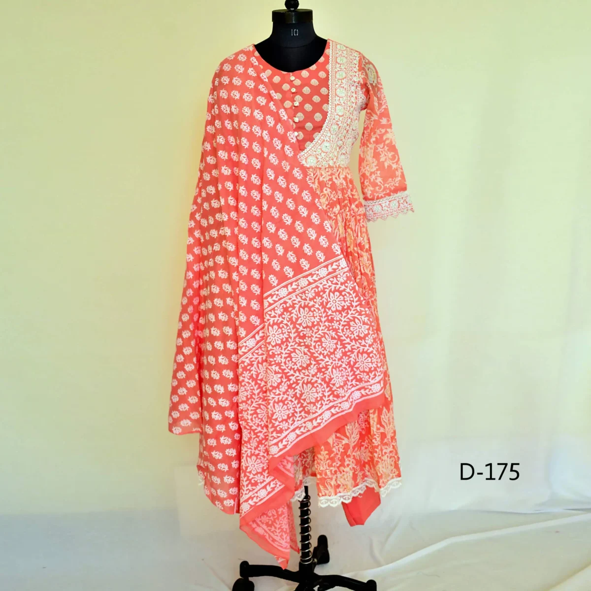 CraftEarth Ethnic Motifs Embroidered Anarkali Kurta with Pant & Dupatta K-D175 - Image 1