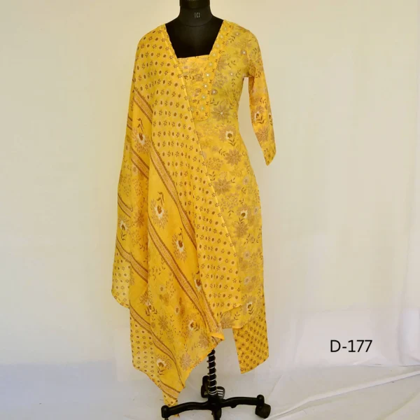 CraftEarth Yellow Floral Printed Suit Set with Matching Dupatta for women