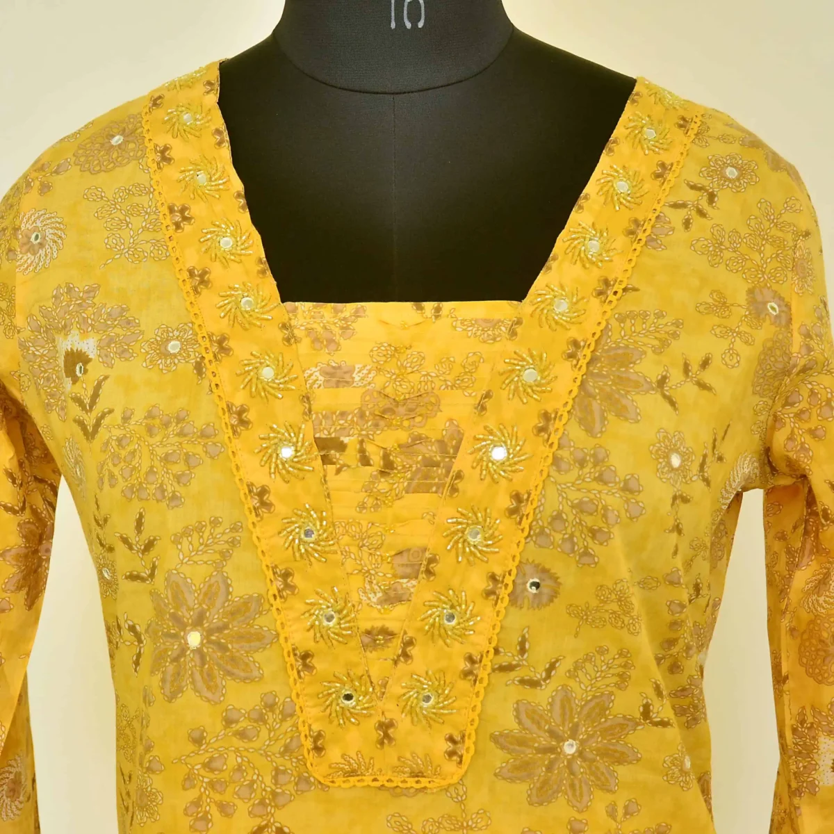 CraftEarth Yellow Floral Printed Suit Set with Matching Dupatta for women - Image 2