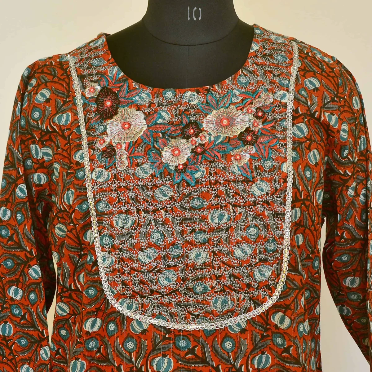 CraftEarth Floral Printed Cotton Suit Set with Dupatta for Women K-D179 - Image 2