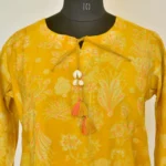 CraftEarth Women's Floral Yellow Suit Set with Printed Dupatta K-D181 - Image 2