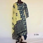 CraftEarth Women’s Blue Straight Cotton Kurta Suit Set with Dupatta K-D184