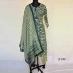 CraftEarth Women's Dark Green Printed Cotton Suit Set with Dupatta K-D185