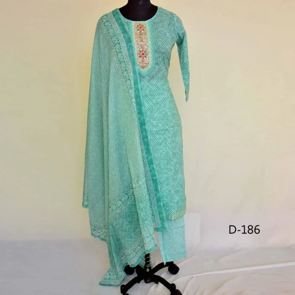 CraftEarth Women's Sea Green Readymade Suit Set with Matching Dupatta K-D186