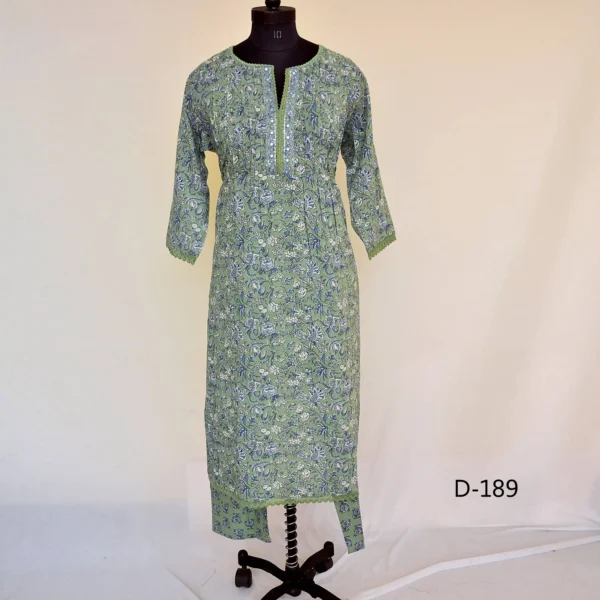 CraftEarth Women's Floral Printed Cotton Straight Kurta Suit Set K-D189