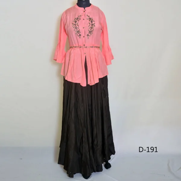 CraftEarth Women’s Peach Embroidered Two Piece Dress Set K-D191