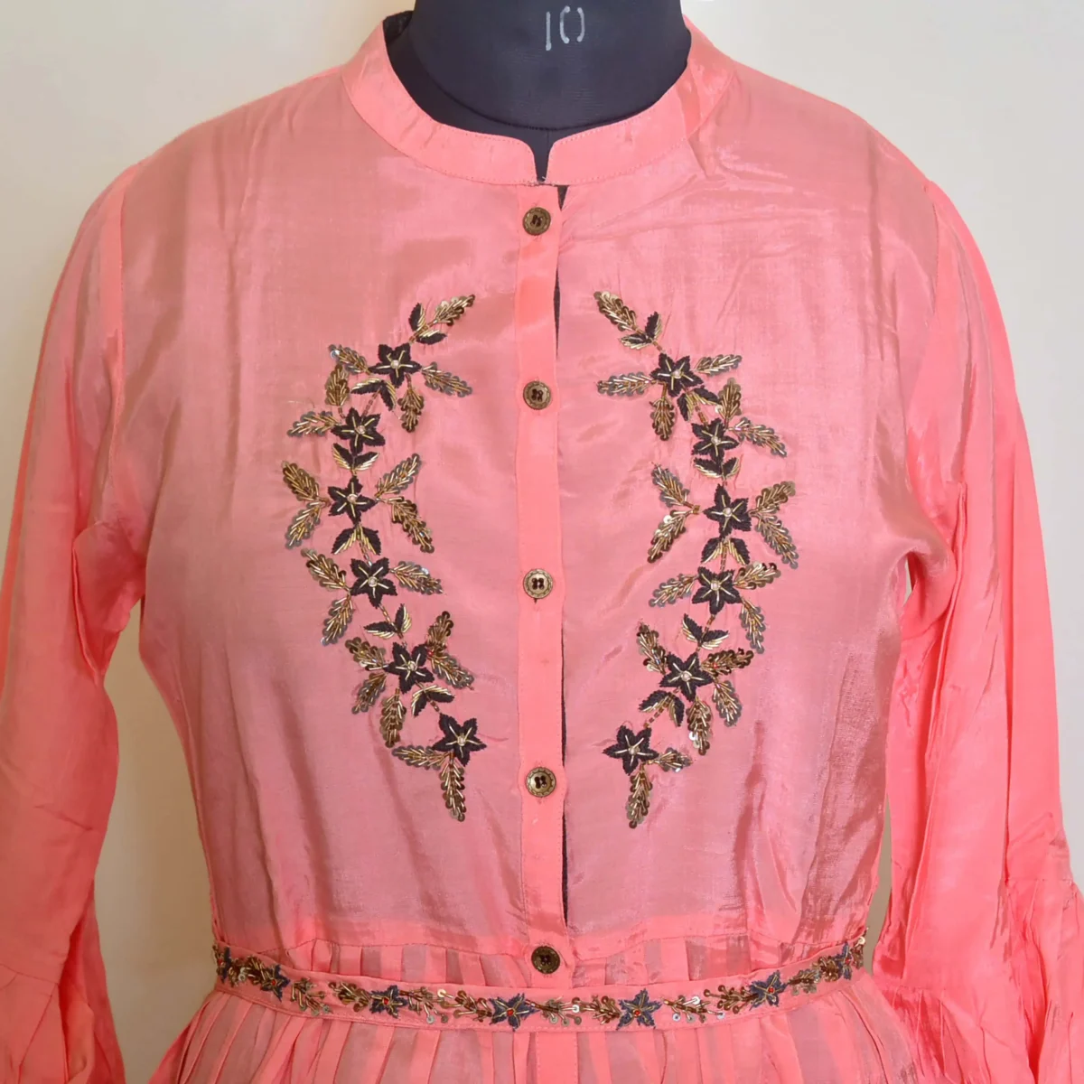 CraftEarth Women’s Peach Embroidered Two Piece Dress Set K-D191 - Image 2