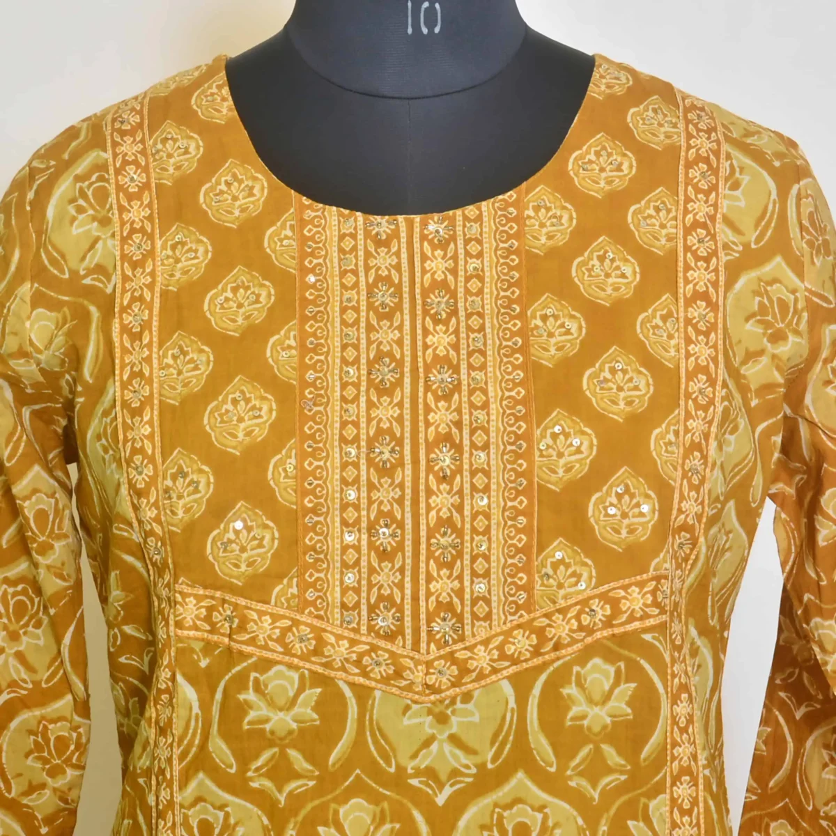 CraftEarth Women's Yellow Straight Cotton Suit Set with Dupatta K-D192 - Image 2
