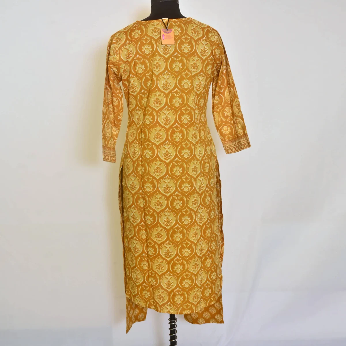 CraftEarth Women's Yellow Straight Cotton Suit Set with Dupatta K-D192 - Image 3