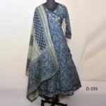 CraftEarth Women's Blue Angrakha Cotton Suit Set with Duptta - K-D193