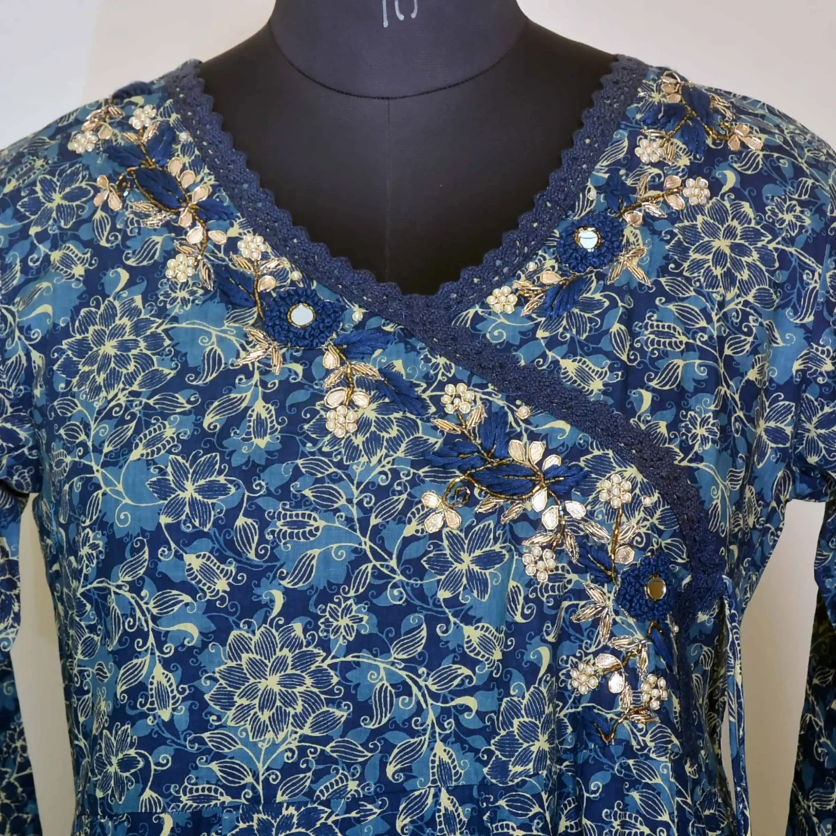CraftEarth Women's Blue Angrakha Cotton Suit Set with Duptta - K-D193 - Image 2