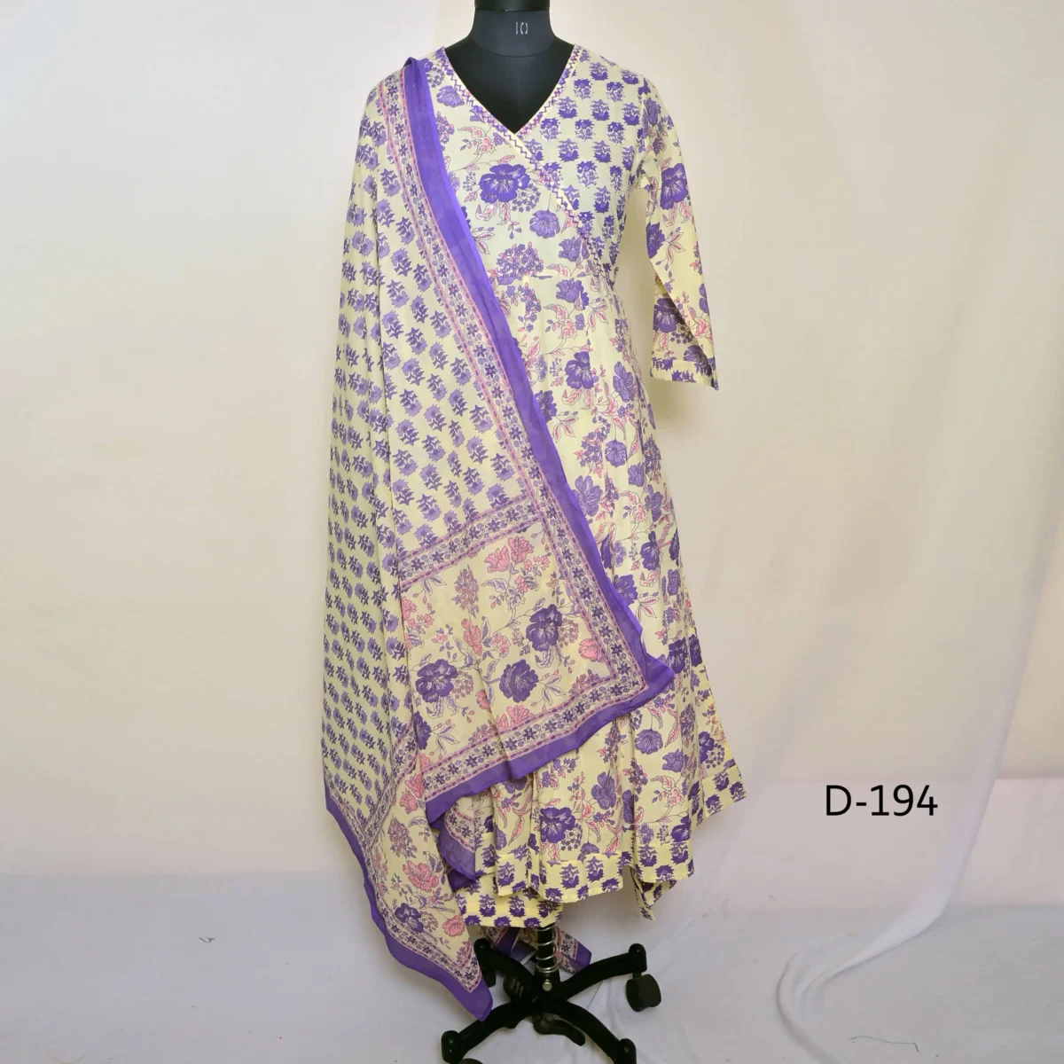 CraftEarth Women's Floral Print Angrakha Suit Set - K-D194 - Image 1
