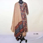 CraftEarth Kalamkari Printed Cotton Suit Set with Beige Dupatta - K-D196