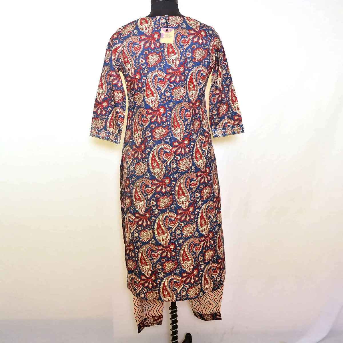 CraftEarth Kalamkari Printed Cotton Suit Set with Beige Dupatta - K-D196 - Image 4