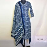 CraftEarth Blue Hand Block Printed Cotton Suit Sets with Dupatta - K-D198
