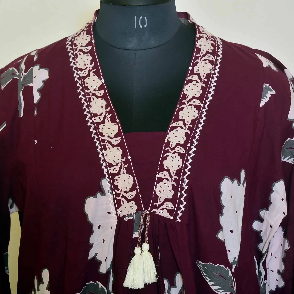 CraftEarth Wine Floral Printed Cotton Suit Sets with Matching Dupatta - K-D200 - Image 2